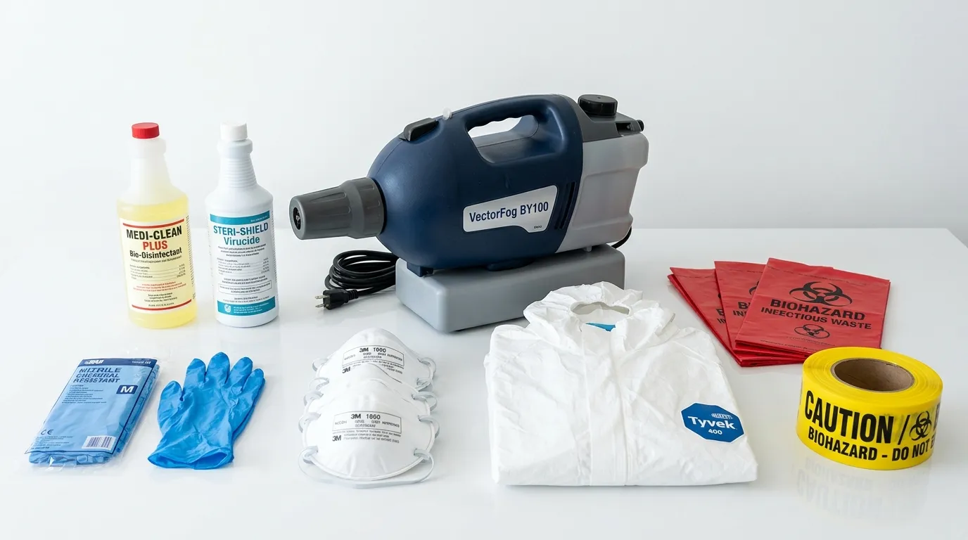 Professional biohazard remediation crew working in Fountainebleau